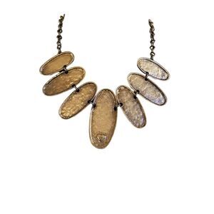 Chunky Bronze Brown Oval Statement Necklace – Bold Bib Jewelry Adjustable Chain